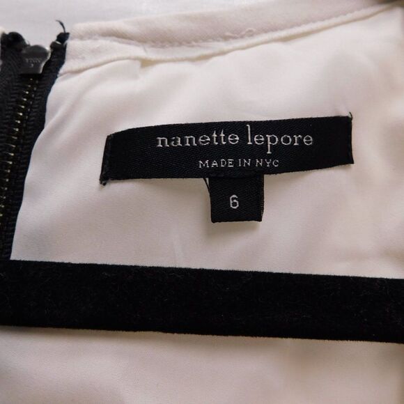Nanette Lepore NYC Sz 6 B&W Lace Mini Dress W/ Pockets NEW - Picture 4 of 7